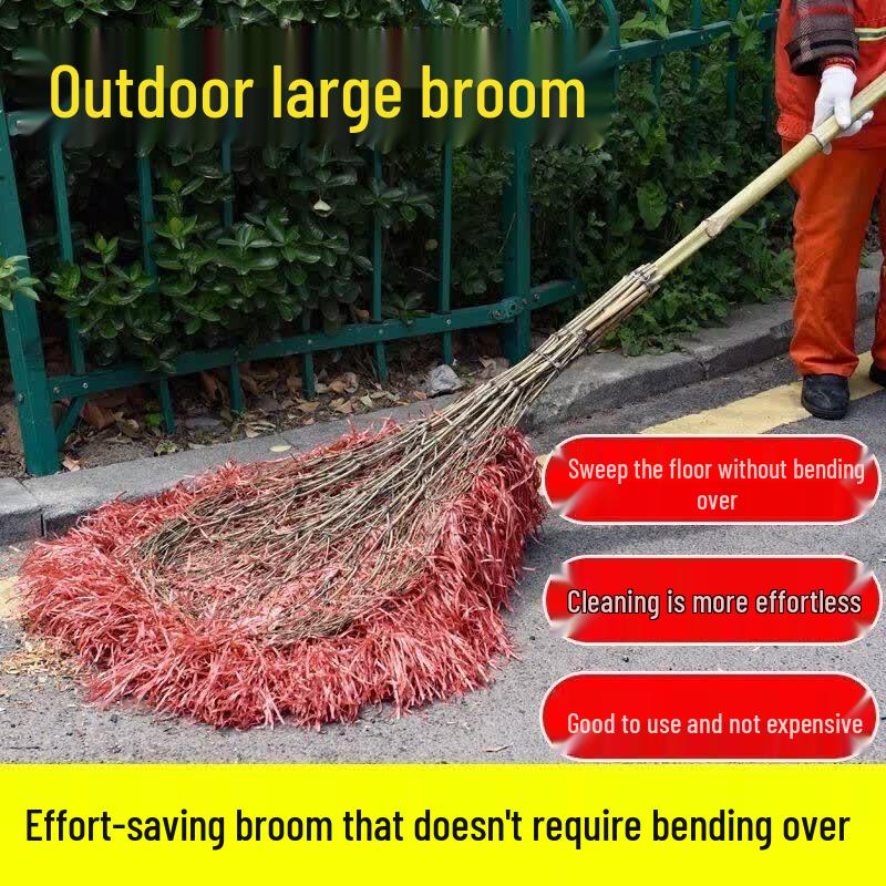 Jiliuliu Mi Heavy-Duty Bamboo Broom with Plastic Bristles
