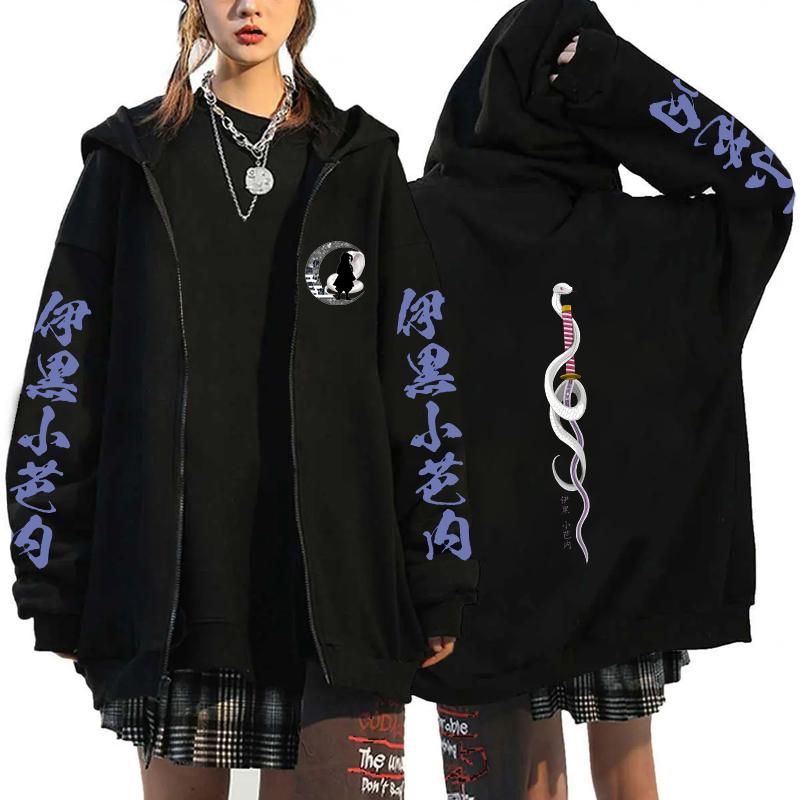 Anime Demon Slayer Iguro Obanai Graphic Hooded Men Women Manga Hoodies Oversized Zipper Jacket Harajuku Male Casual Sweatshirt