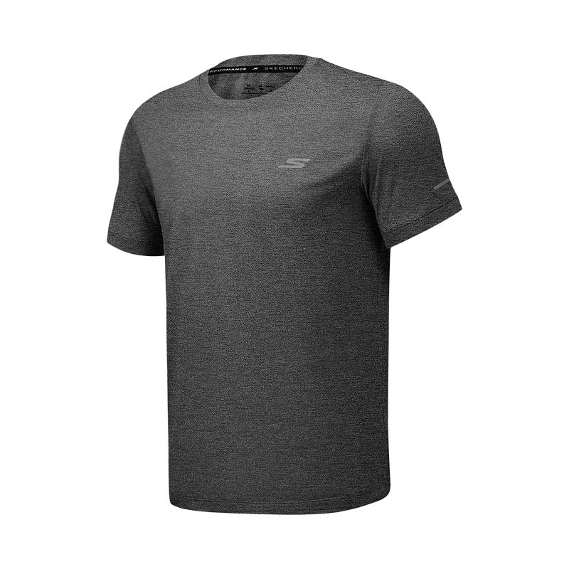 Skechers GODRI SS25 Quick-Dry Breathable Round Neck Short Sleeve T-Shirt Men Tops Carbon-Black P225M219-0018