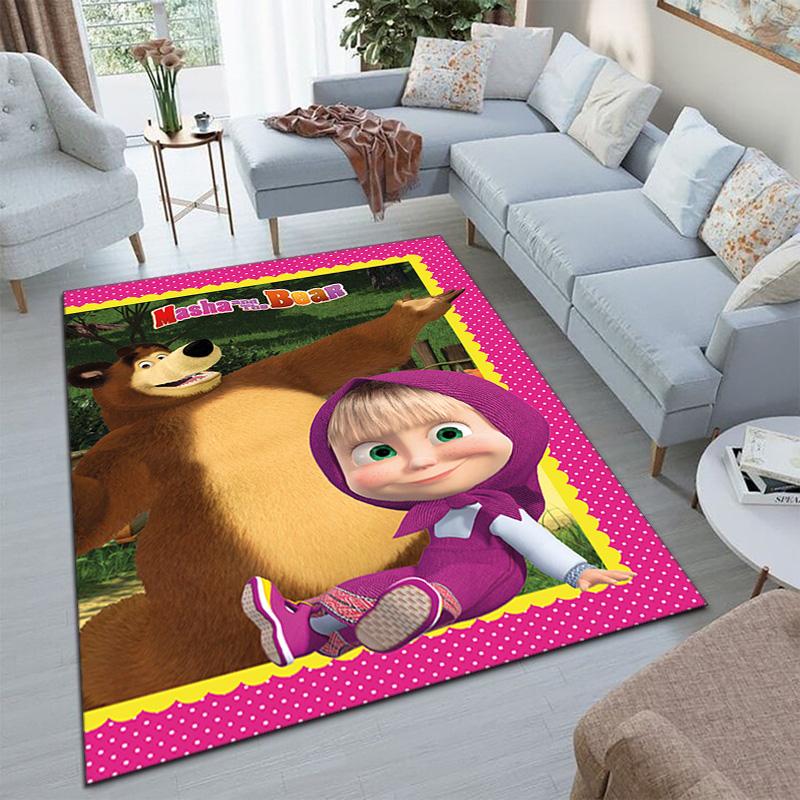 Russian animation Masha and the Bear Fairy Tale Cartoon Carpet Soft Home Living Room Bedroom Door Mat Outdoor Picnic Ground Mat rug T1