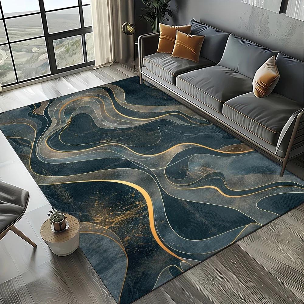 2025 New Style Black White Gold Marble Fashion 3D Carpet Rug for Living Room Bedroom Home Sofa Decoration,Kid Non-slip Floor Mat