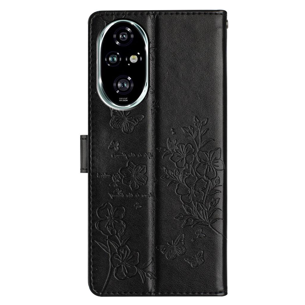 Dla Honor 200 Pro 5G Etui Portfelowe na Telefon Skórzane Etui z Klapką z Wytłoczeniem Motyla i Kwiatów