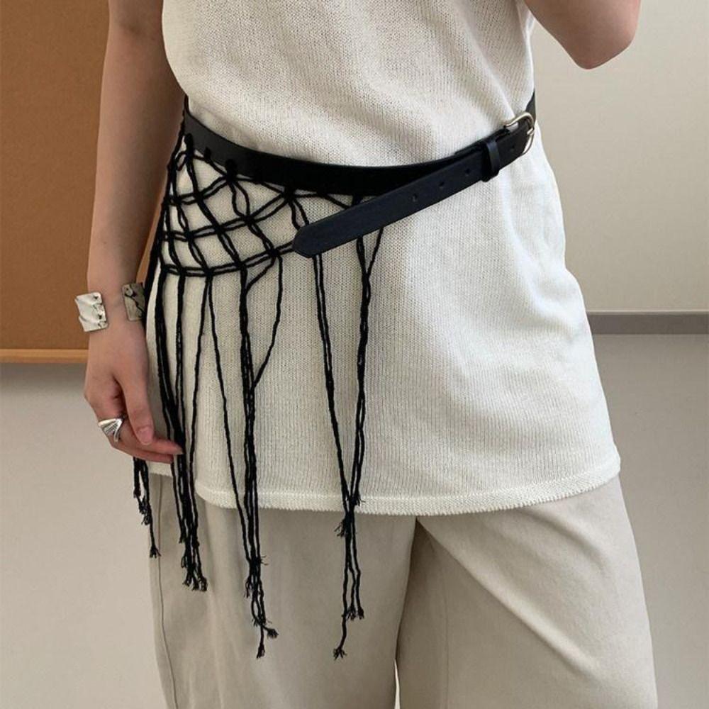 Y2K Bohemian Style Belts Retro Woven Tassel Waistband Fashion Tassel Weave Belts  Waist Accessories