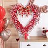 Julkrans Hjärtformad Inomhus Utomhus Dekorativ Krans med Festliga Blommor Grönska Hemfest Kontorsdekor