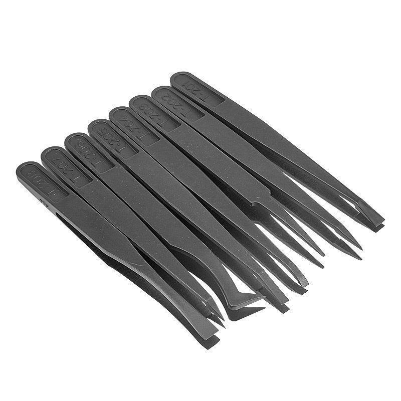 Anti-Static Curved Tip Plastic Tweezers, Multi-functional with Wide and Flat Tips for Industrial and Eyelash Use.