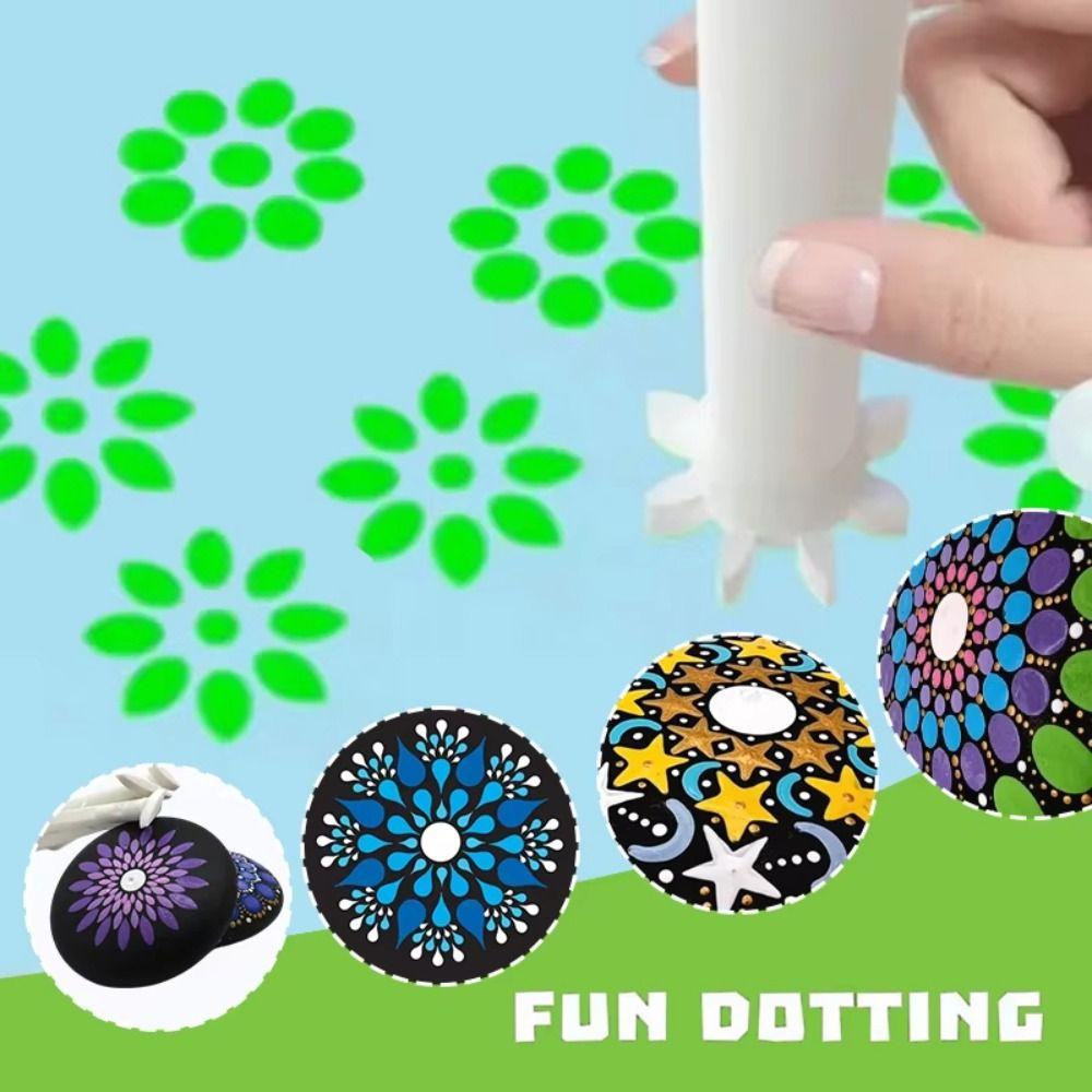 4pcs Moon Pattern Flower Floral Dotting Tools Butterflies Dot Painting Pen  for DIY Graffiti