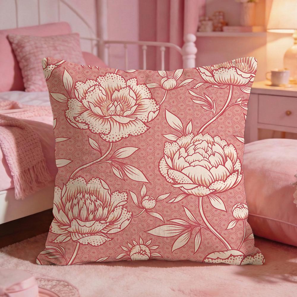 Elegant PPeony PatternS Cushion Cover Premium Comfort Reversible Pillow Cove Two in One Design for Any Room  Car Interior