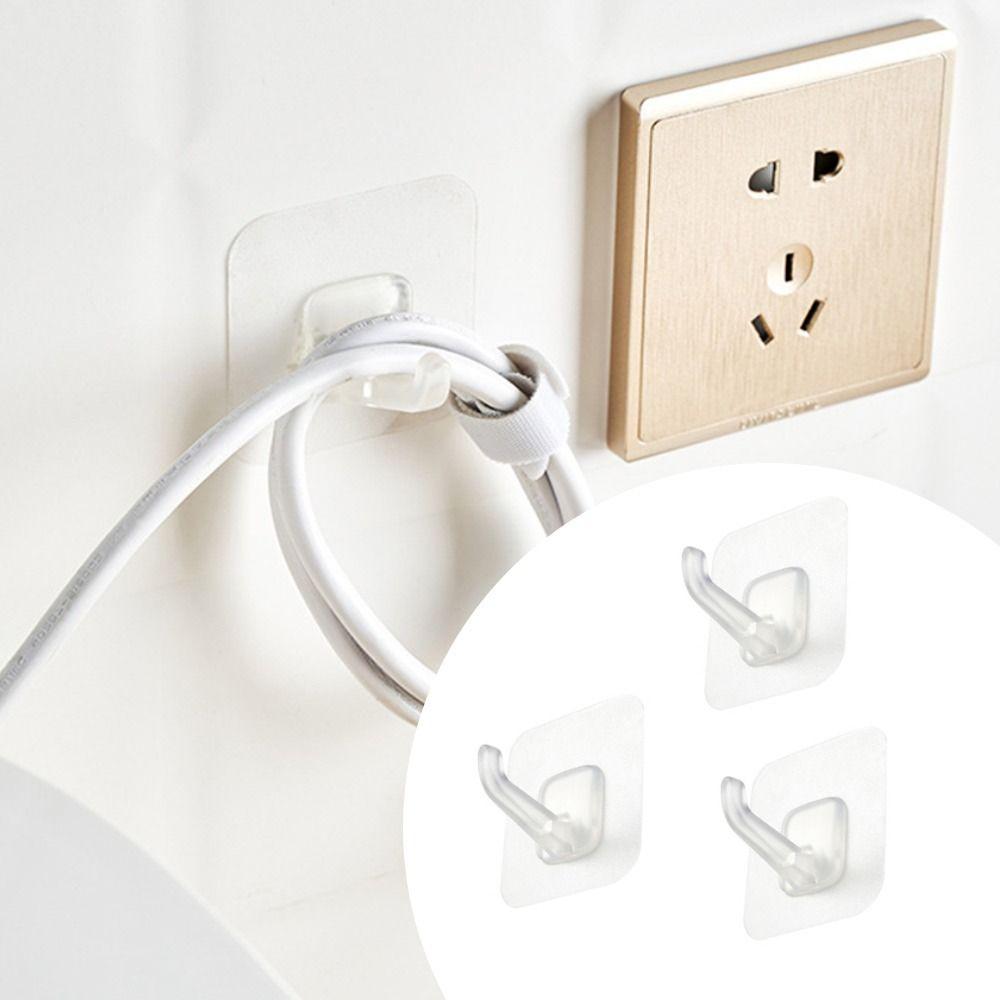 

2PCS Self Adhesive Hooks Transparent Storage Hanger Multi-function Wall Door Hangers