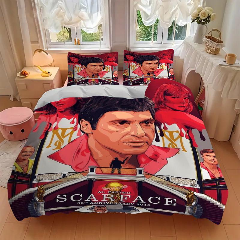 3Pcs Scarface Push Limit Bedding Set Soft Fabric Duvet Cover Pillowcases Home Christmas Xmas Halloween Gift 1 Duvet Cover 2 Pillowcase L1269