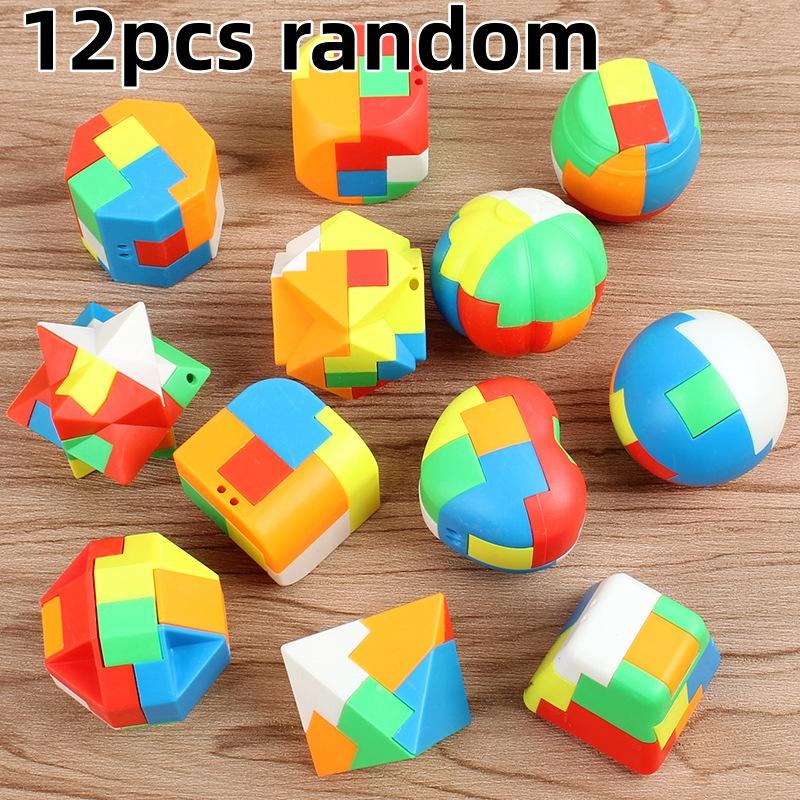 3D Puzzle Luban Lock Keychain Brain Game Rubik's Cube Intelligence Children's Puzzle Toy Adult Stress Resistance Reward Student