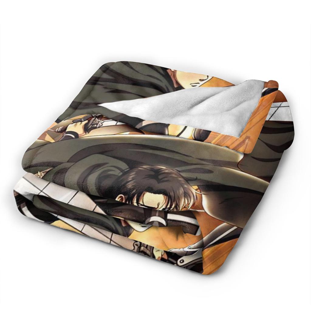 Attack On Titan Eren Anime Cartoon Knitted Blankets Fighter Wool Throw Blanket Home Print Lightweight Bedspreads Multi-function