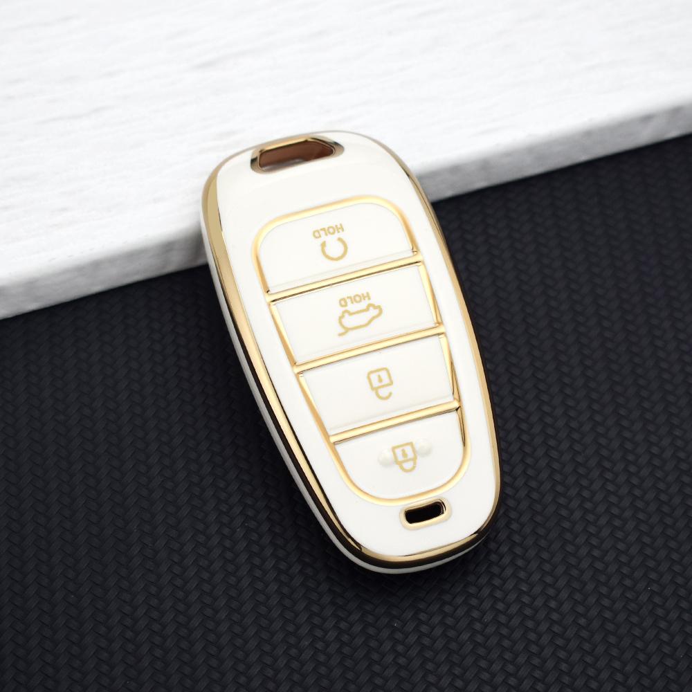 4 Tasten TPU Auto Schlüsselabdeckung Halter Schale für Hyundai Tucson Sonata Solaris Hybrid Nexo NX4 Santafe Auto DN8 Schlüsseltasche Schlüsselanhänger