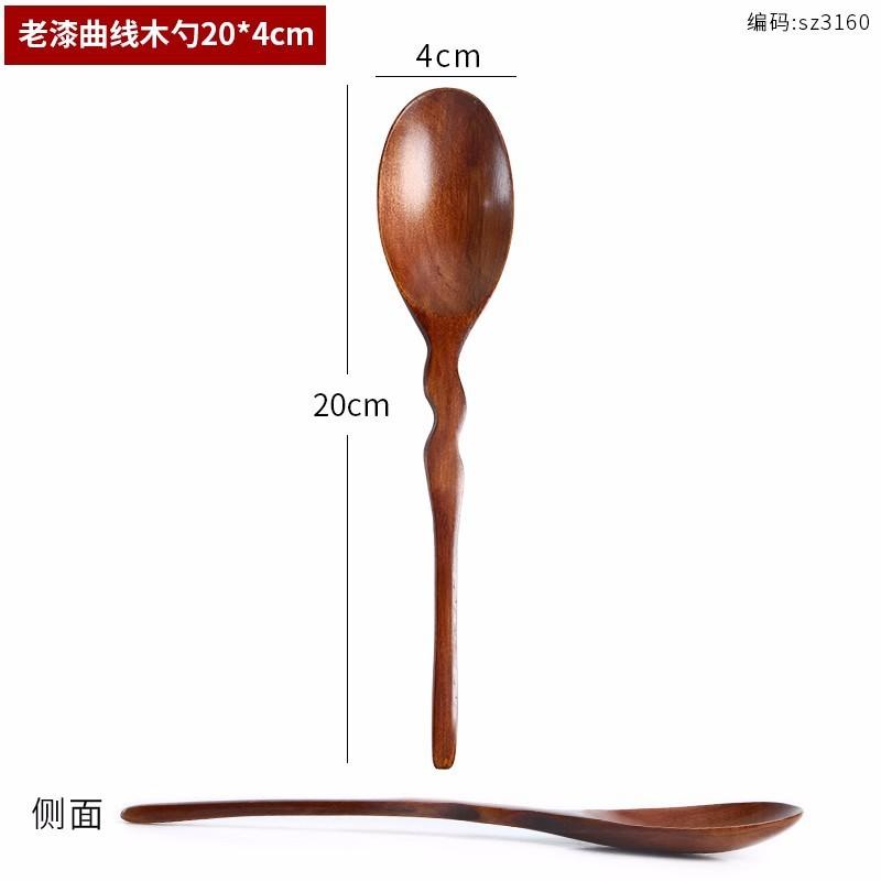 Shaped Solid Wood Fork Wooden Spoon Japanese Long Handle Fruit Fork Dessert Fork Cake Wooden Spoon Fork Cutlery Natural Logs