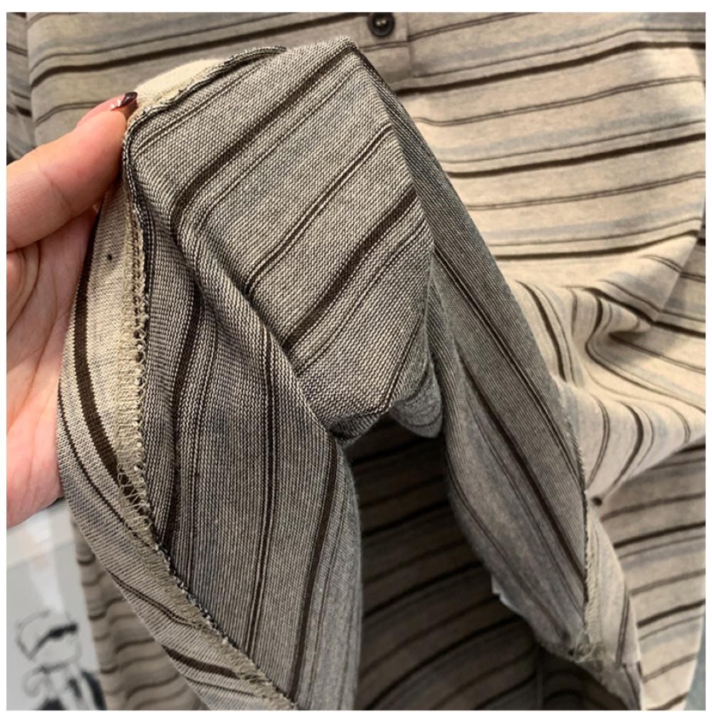 Autumn 2025 New Arrival: Women's High-End Korean Style Striped One-Shoulder Long-Sleeved T-Shirt