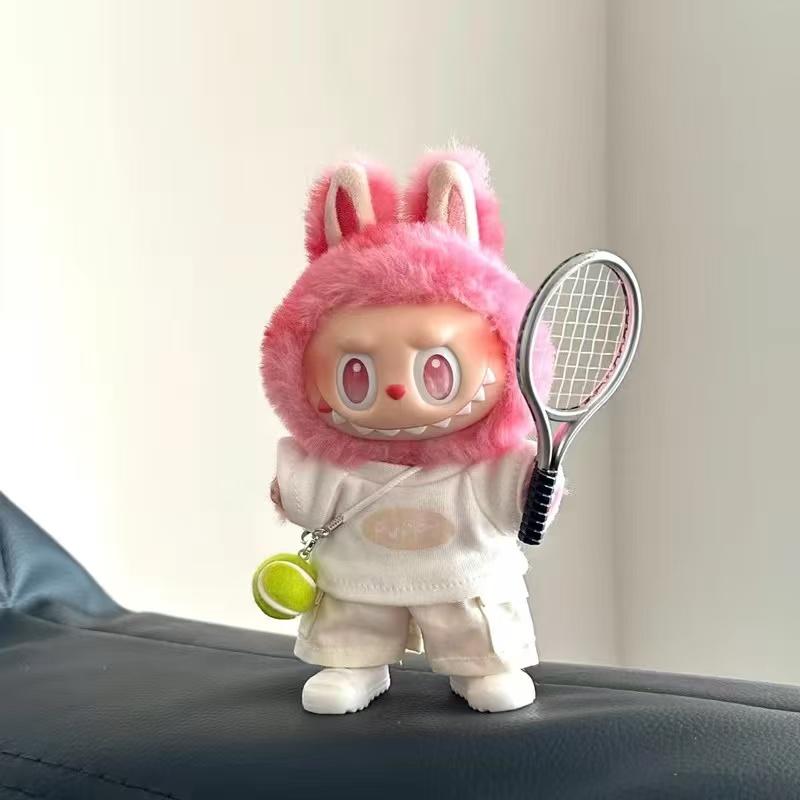 For 15/17Cm Labubu Summer T-Shirt Cargo Pants Tennis Sports Outfits Clothing  Labubu V1 V2 Cute Doll Diy Clothes  Accessories