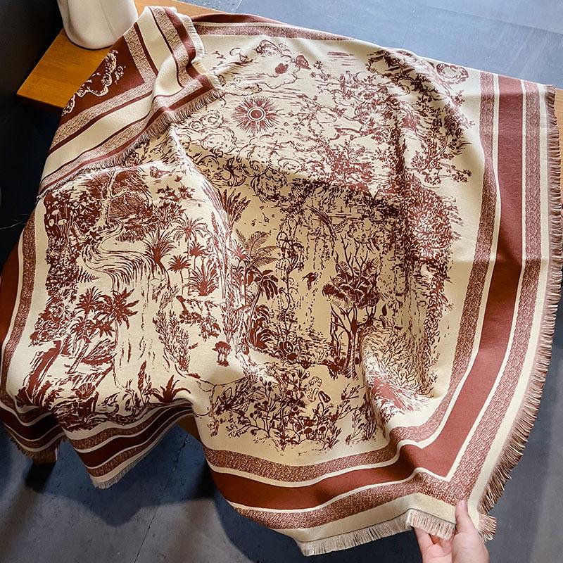New Elegance Cashmere Warm Scarf For Women Winter Thick Blanket Wraps Two-sided Bufanda Echarpe Pashmina Luxury Print Shawl