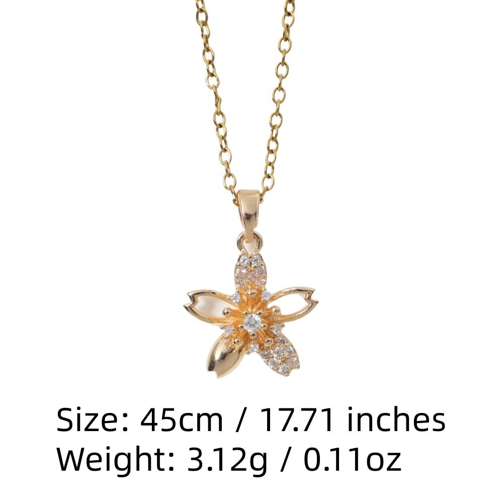 Modische Zirkonia Kirschblüten Anhänger Halskette, Zierlicher Blumenschmuck für Damen
