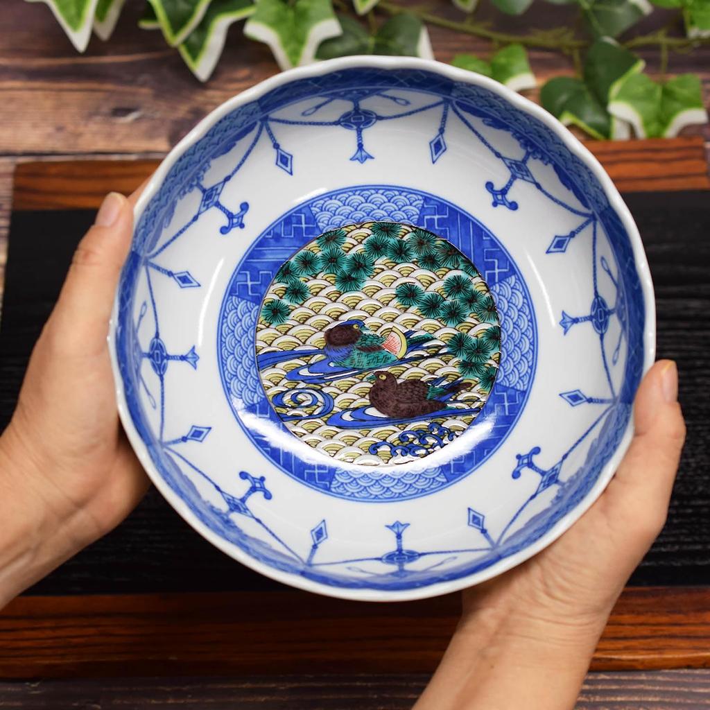 Waza No Kura: Stylish Kutani Ware Bowl, Yoshidaya Oshidori, Ceramic, High-quality Japanese Tableware, Serving Bowl, Made In Japan