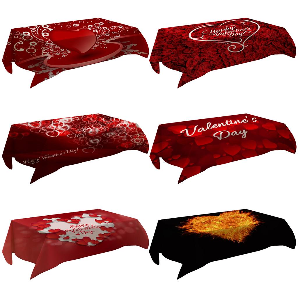 Valentine's Day Table Cloth Rectangular Tea Table Cover Dining Home Decor