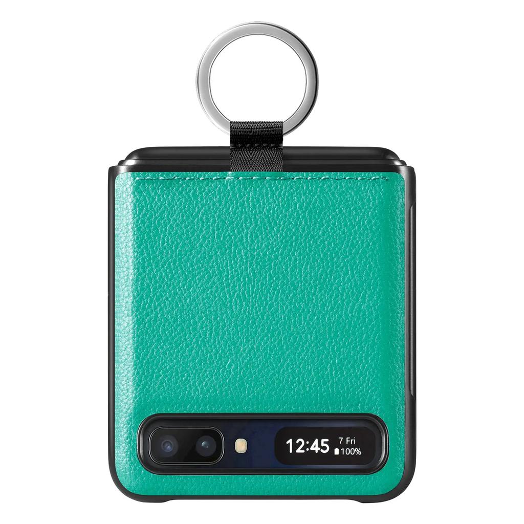 Finger Ring Holder Leather Case for Samsung Galaxy Z Flip 2 7 Flip7 Flip2 Flip6 Flip 6 5 4 3 Flip3 Flip5 Flip4 5G Fundas
