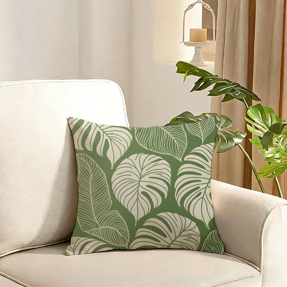 Modern Style Leaf Cushion Cover Reversible Plush Pillow Cover Soft Fluffy Home Decor for Sofa Bedroom