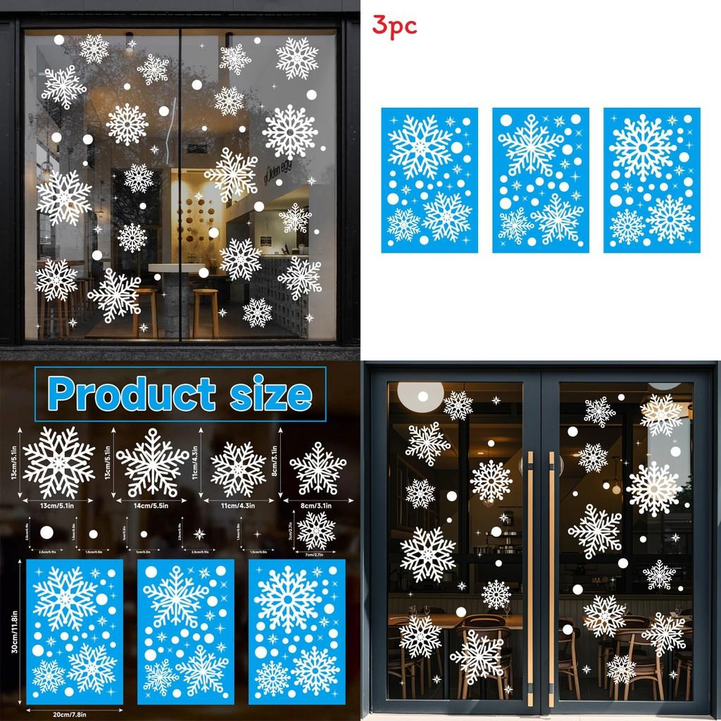 Kerst Sneeuwvlok Statische Raamsticker Pvc Voor Vakantiedecoratie Set van Drie