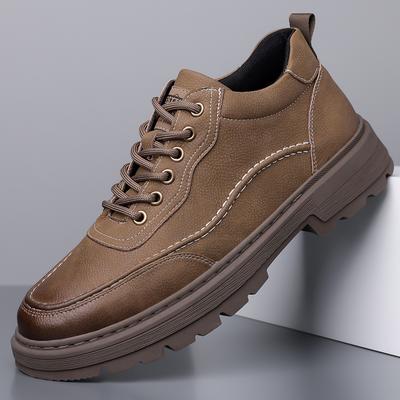 Classic Leather Mens Sneakers Thick Bottom Men Handmade Casual Shoes Stylish Brand Men Walking Shoes Business Men's Hiking Shoes