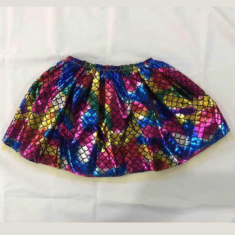 2024 European & American Dance Tutu Skirt - Girls' Rainbow Hot Stamping Midi Skirt with Lining for Performances & Parties.