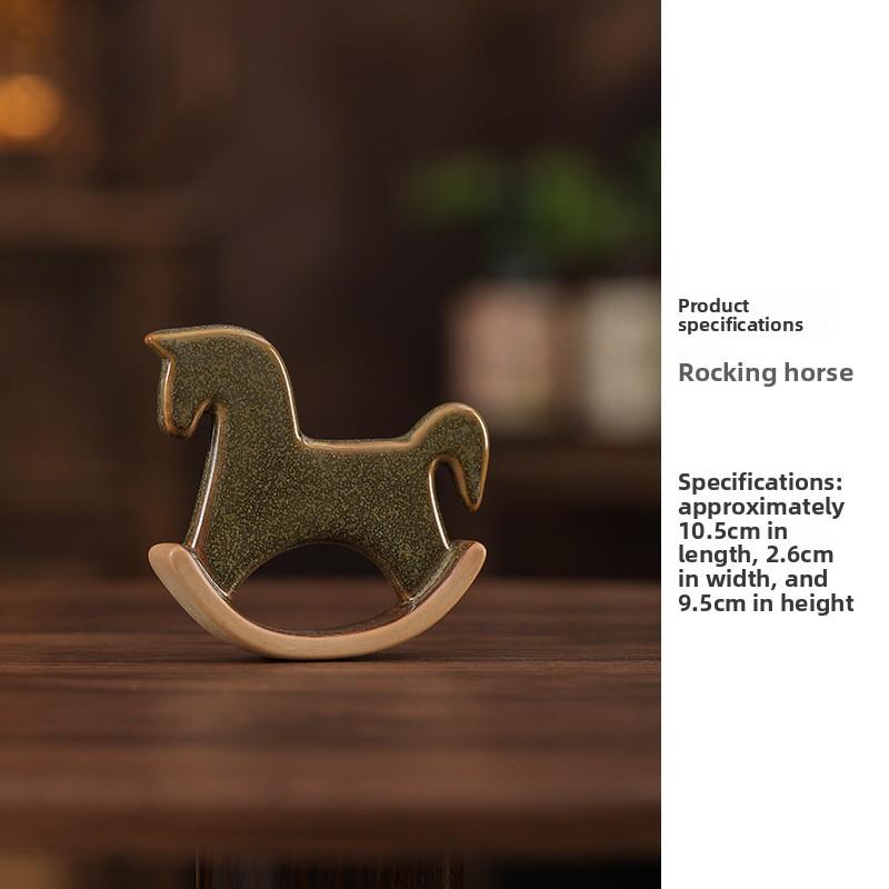 Керамическая лошадка-качалка Чайный питомец Забавная настольная игрушка для снятия стресса Декор для домашнего офиса Милая миниатюрная скульптура Подарок