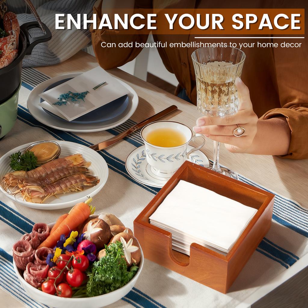 2 Stück Quadratische Holz Taschentuchbox Esszimmer Serviettenhalter Küche Papierhandtuchspender Hülle Zuhause Restaurant Tischzubehör