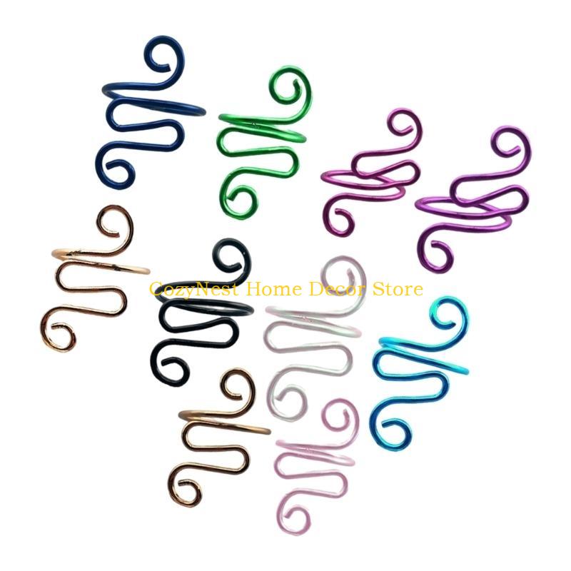 92MF 10/14/15 Pcs Snake Shape Crochet Rings Tension Guide Yarn Rings Knitting Accessories for Mother Women
