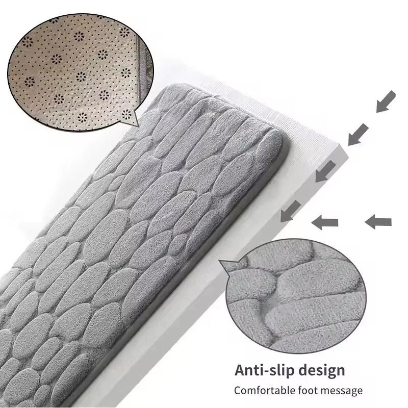1PCS embossed fiber carpet, bathroom living room anti slip mat, pebble floor mat, household items