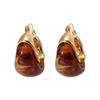 Maillard Ombre Resin U-Shaped Basket Ear Cuffs - Retro European & American Style Earrings for Autumn/Winter
