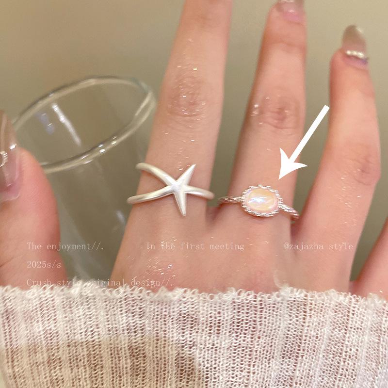 Women's Starfish Open Index Finger Ring: Light Luxury, Non-Fading, Versatile, High-End Summer Style