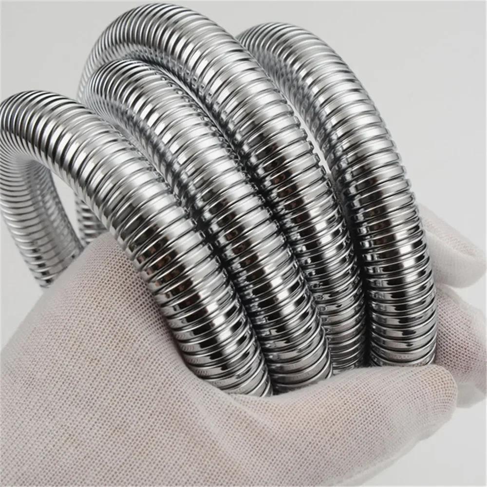 Black/silver Extendable Garden Hose SUS 304 Flexible Shower Long Bathroom Pipe Extension Water Pull Accessories Hoses Pipes Home