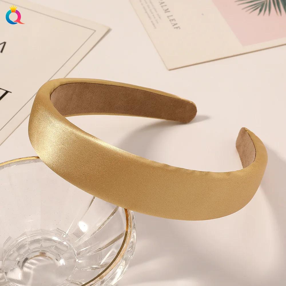 1pcs Satin Sponge Headband for Women Solid Colors Thick Hair Hoop Hairband Fashion Hair Accessories