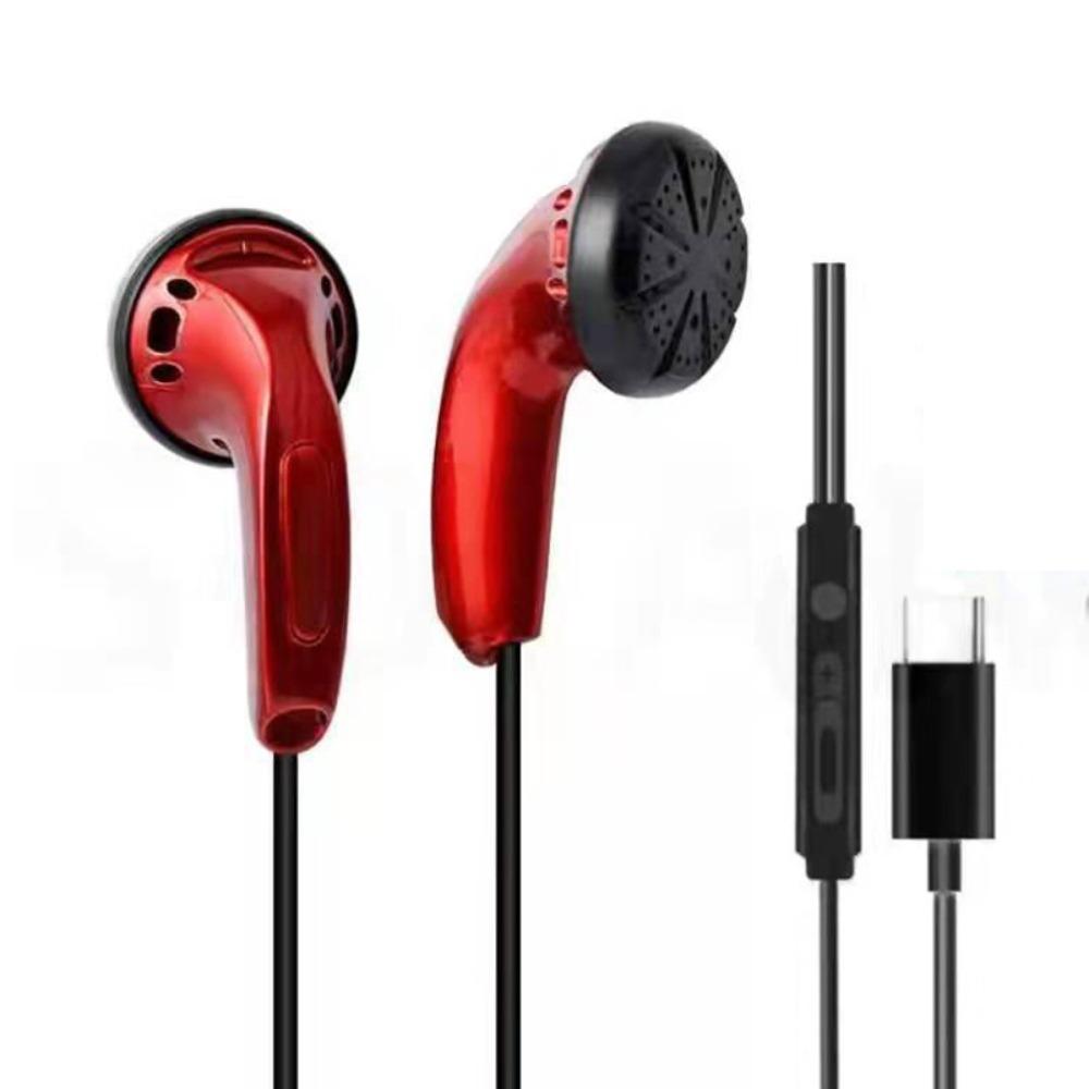 3.5mm/Type C Earphone Wired Flat Earbuds Heavy Bass Headphone Wired Headset  Listening Music