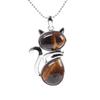 Fashion Cute Shape Cat Necklaces Animal Crystal Stone Pendant Kitten Pink Purple Cat Jewelry Necklaces Pet Lovers