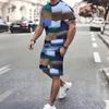 Herren Outfit Kurzarm T-Shirt und Shorts 2-teiliges Lässiges Trainingsanzug Set