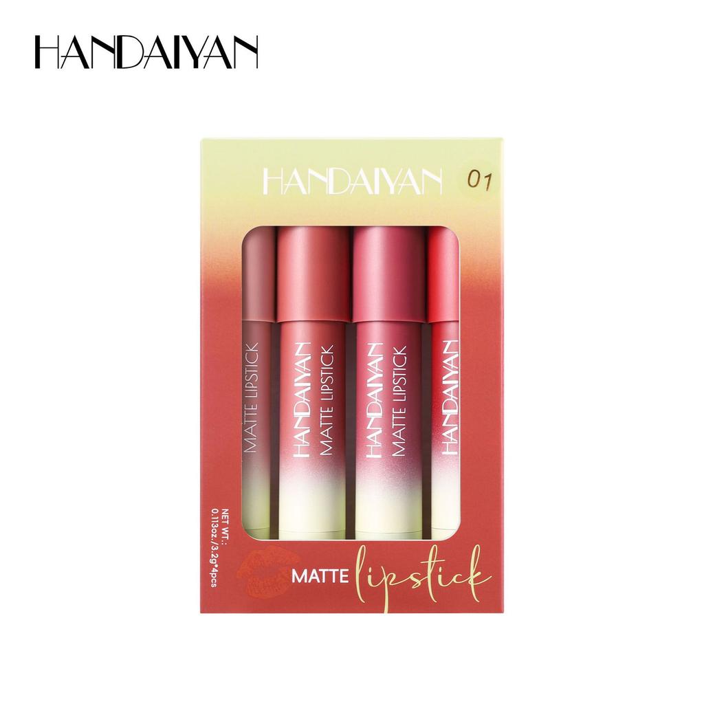 4-color Matte Lipstick Set Velvet Long Lasting Color Lip Gloss Waterproof Non-smudge Non-sticky Swirl Lipstick Pencil