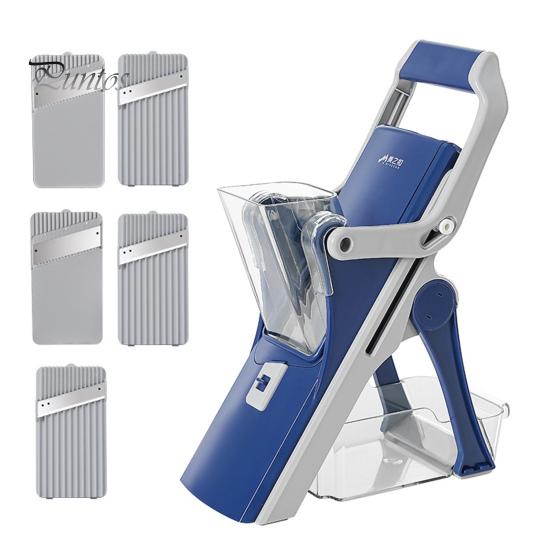 Affettatrice per verdure regolabile Lama in acciaio inox Guarnizione antiscivolo Tritatutto da cucina multifunzione Design staccabile Casa Ristorante Panetteria