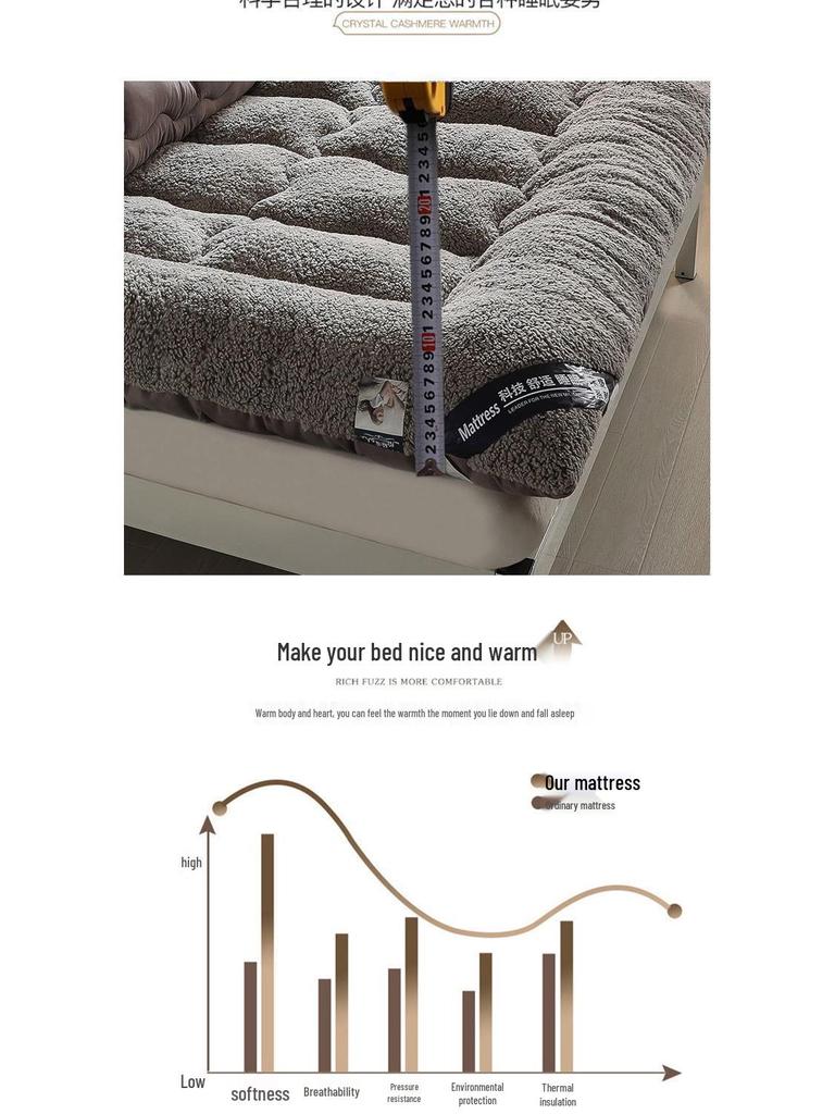 Thickened Warm Lambswool Tatami Mattress - Double, Anti-Slip, Foldable for Dorms