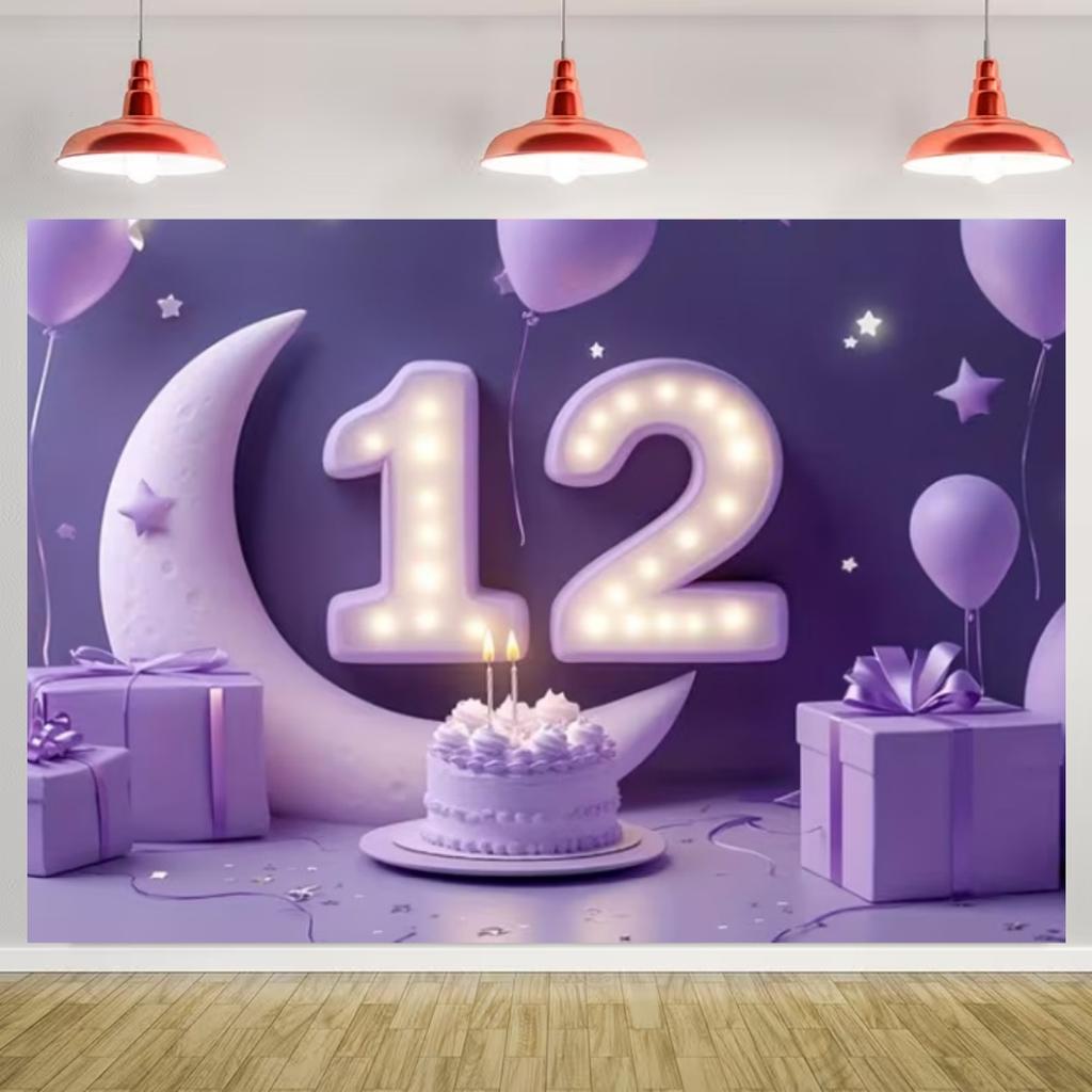 Happy 12th Birthday Banner Black Gold Balloon Background Party Decoration Boys Girls Birthday  Photography Backdrop Kids Gifts
