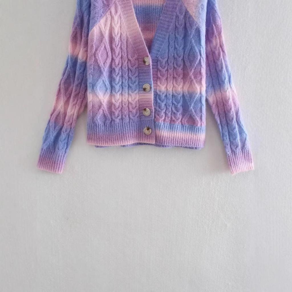 Women's Tie-Dye Cross-Border Knit Cardigan Sweater