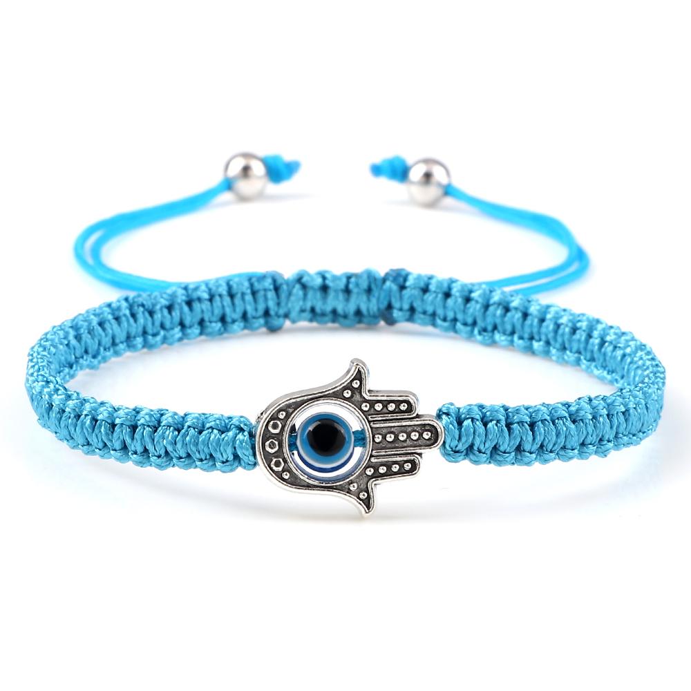 Fatima Prayer Hand Bracelet - Evil Eye Protection Couple Bracelets, Red Black Nylon Braided Lucky Jewelry for Men & Women