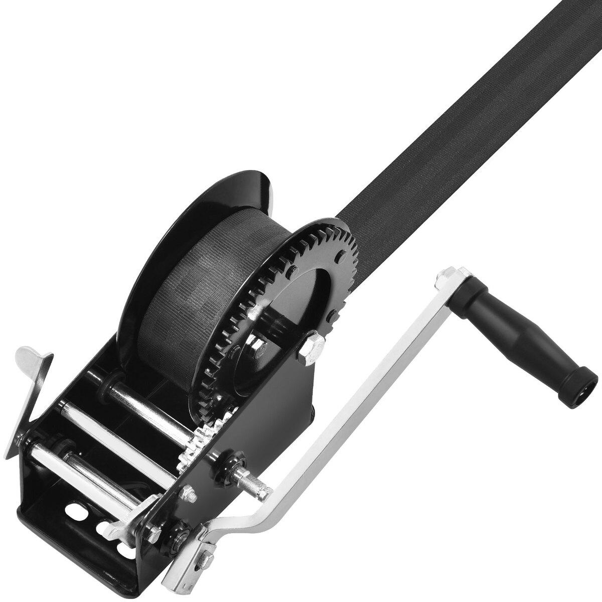Treuil Manuel, Capacité de Traction de 3500 lbs, Treuil pour Remorque de Bateau Robuste à Manivelle avec Sangle en Polyester de 33 pieds et Cliquet Bidirectionnel, Manuel