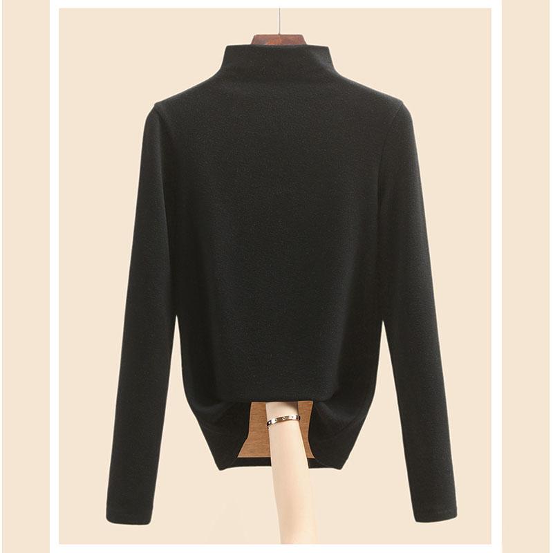 Jesienna i zimowa damska koszula z najniższym kaszmirem Dralon Mulberry Silk Półwysoki dekolt Wewnętrzne wyściełane włosy Ciepłe topy