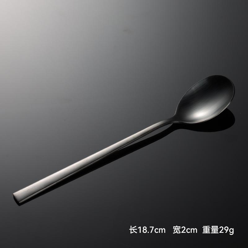 304 Stainless Steel Korean Square Handle Western Tableware Knives, Forks and Spoons Hotel Wide Barbecue Shop Spoon Matte Sand