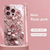 Pink Pearl Diamond Floral Pattern Pink Metallic Glass Phone Case For iPhone 17 Pro Max 11 12 13 14 15 16 Plus 17Air 16E Cover