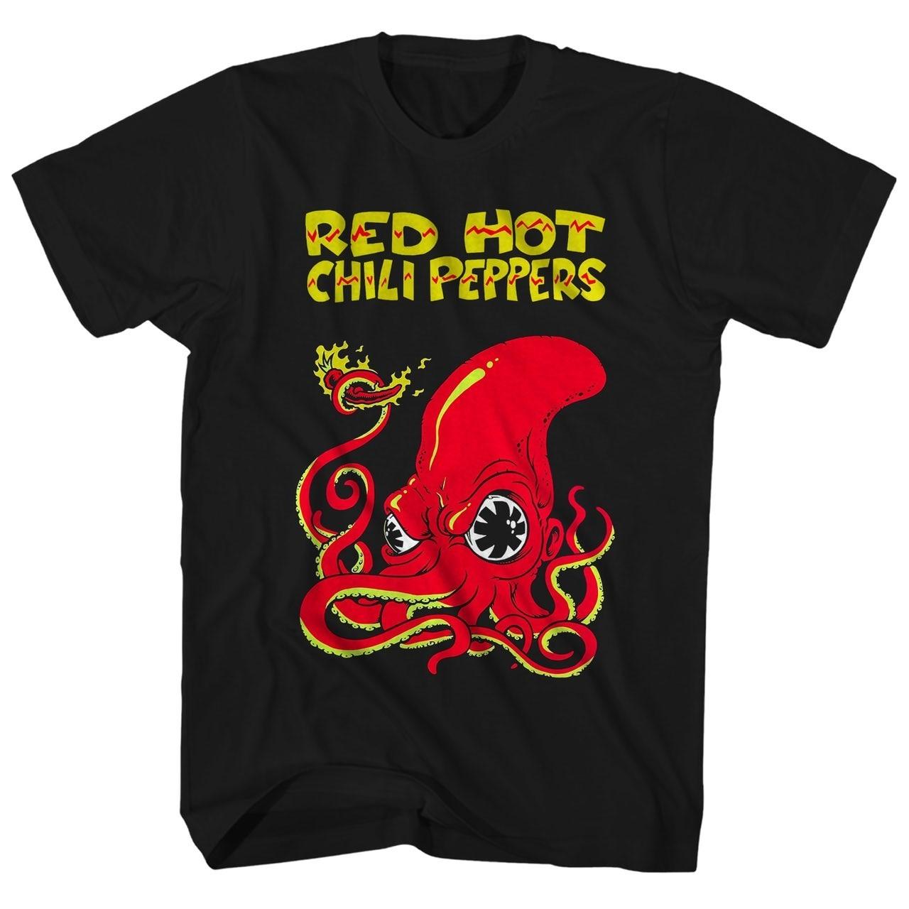 Red Hot Chili Peppers Fire Squid Мужская футболка Музыка Классическая футболка группы Новая Черная XXXL
